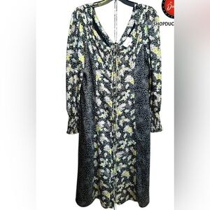 CINQ A SEPT||JESSICA PANELED PRINT MIDI DRESS, Size 10, Like New Retails $425